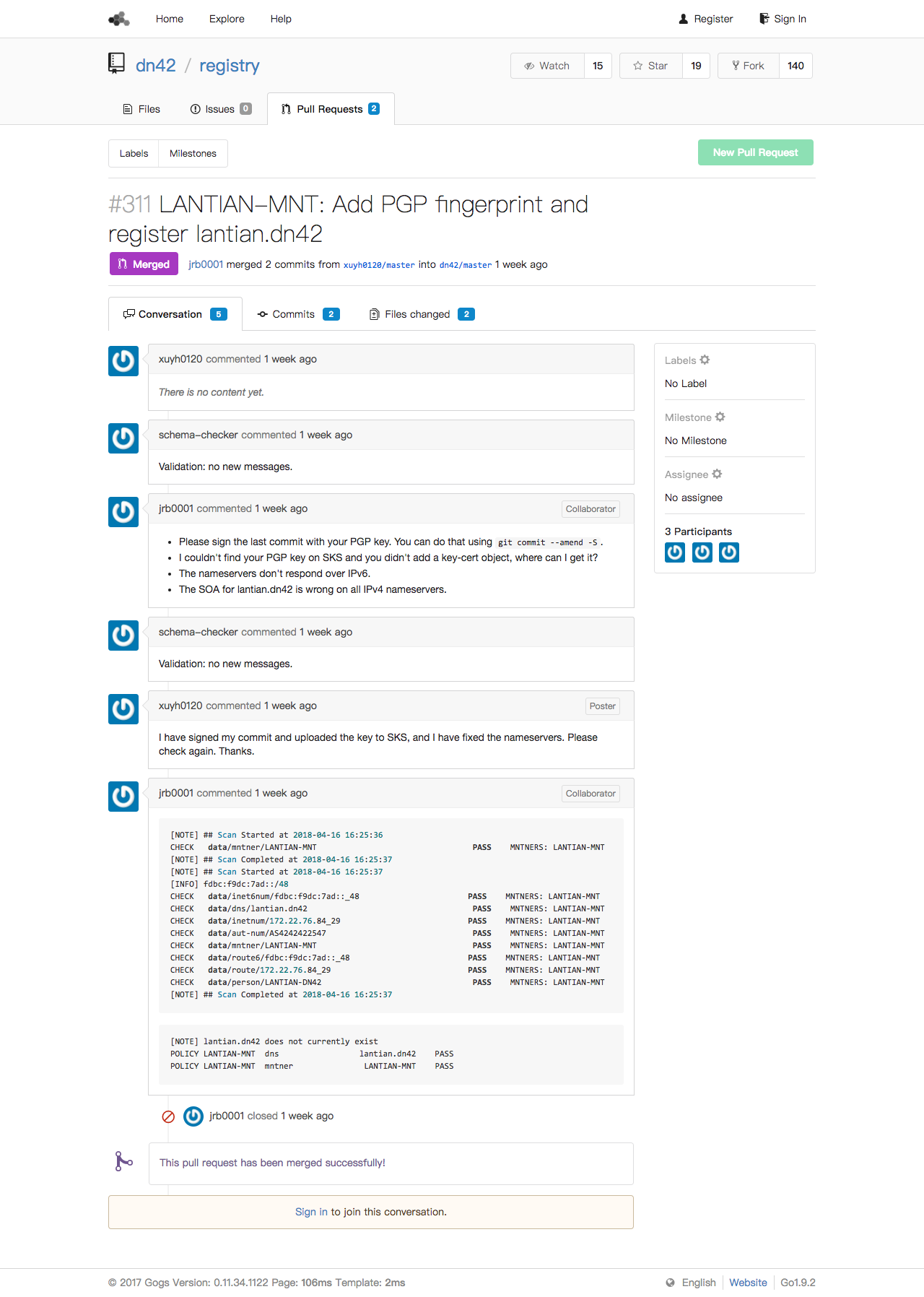 DN42 Pull Request Record