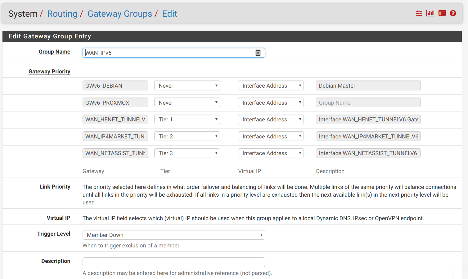 pfSense Gateway Group 设置