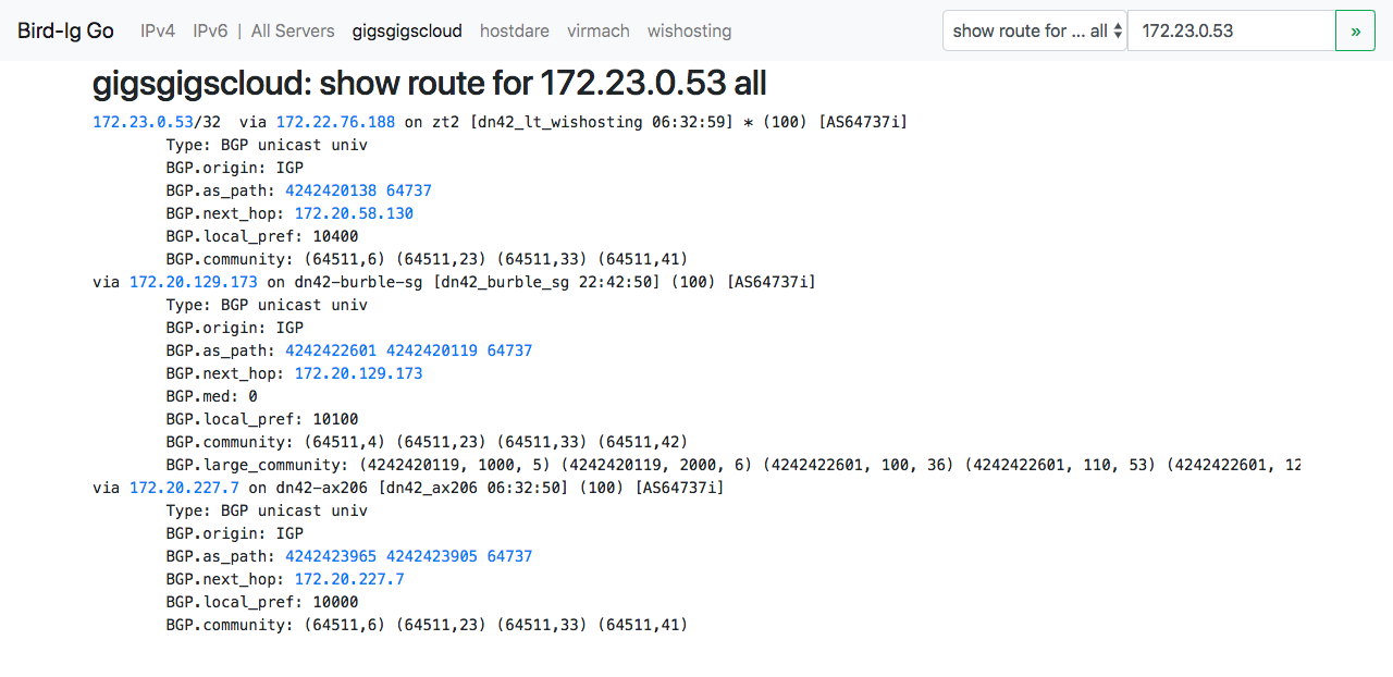 Querying Route Information to Specified IP