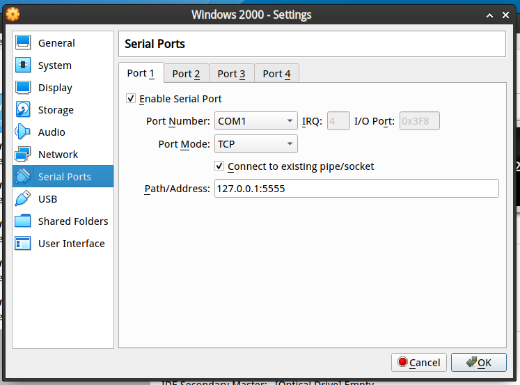 VirtualBox 配置虚拟串口