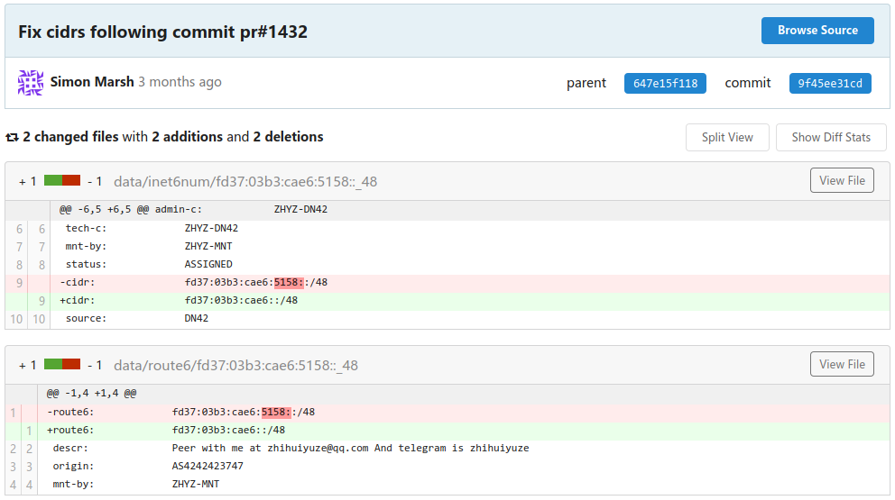 Errorneous IPv6 Block in DN42 Registry