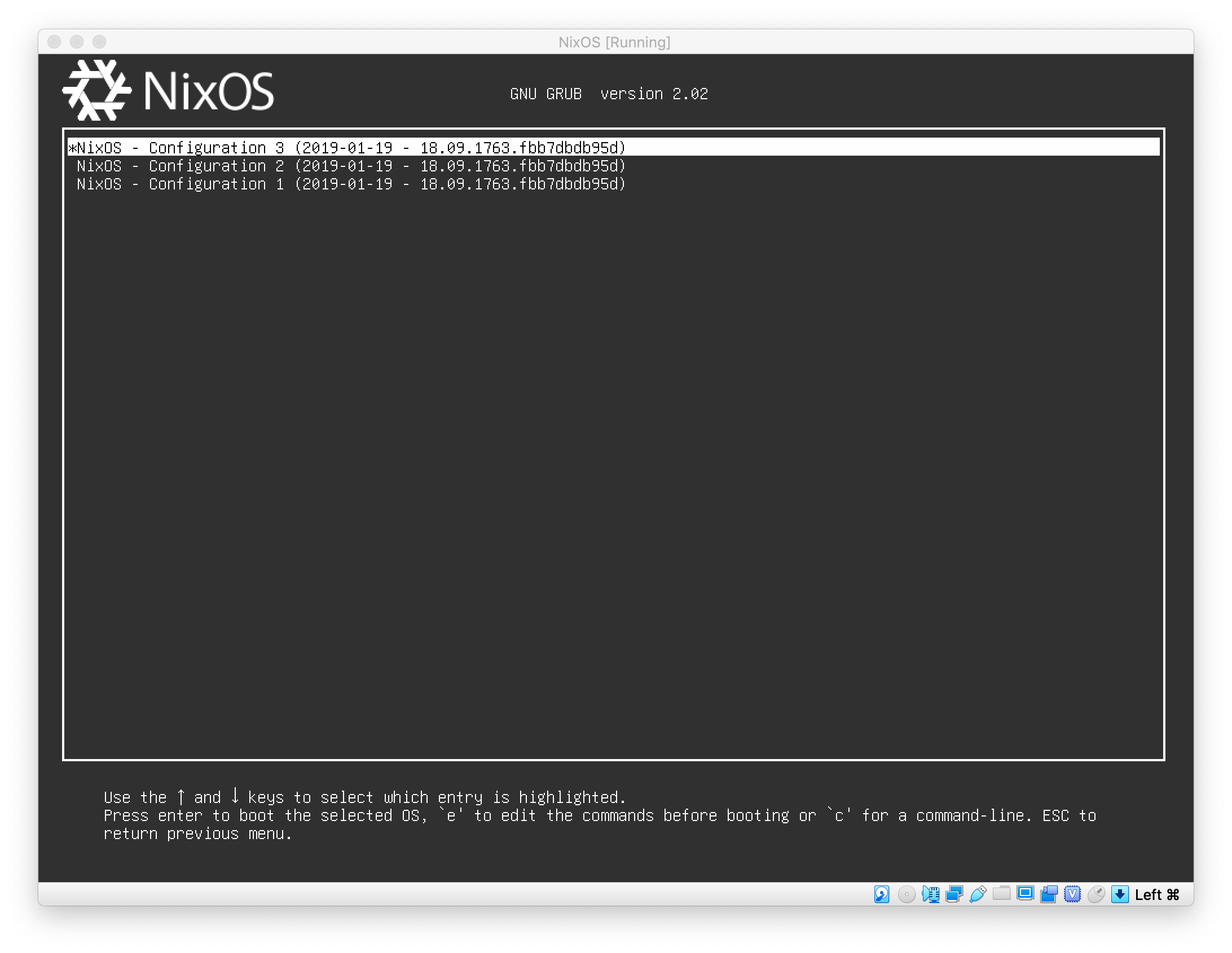 NixOS Boot Menu