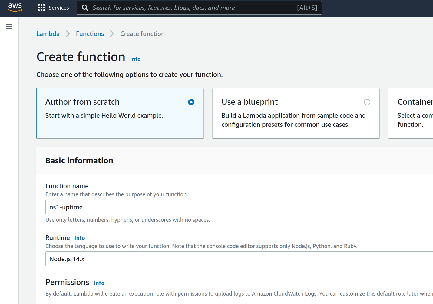AWS Create Lambda Function