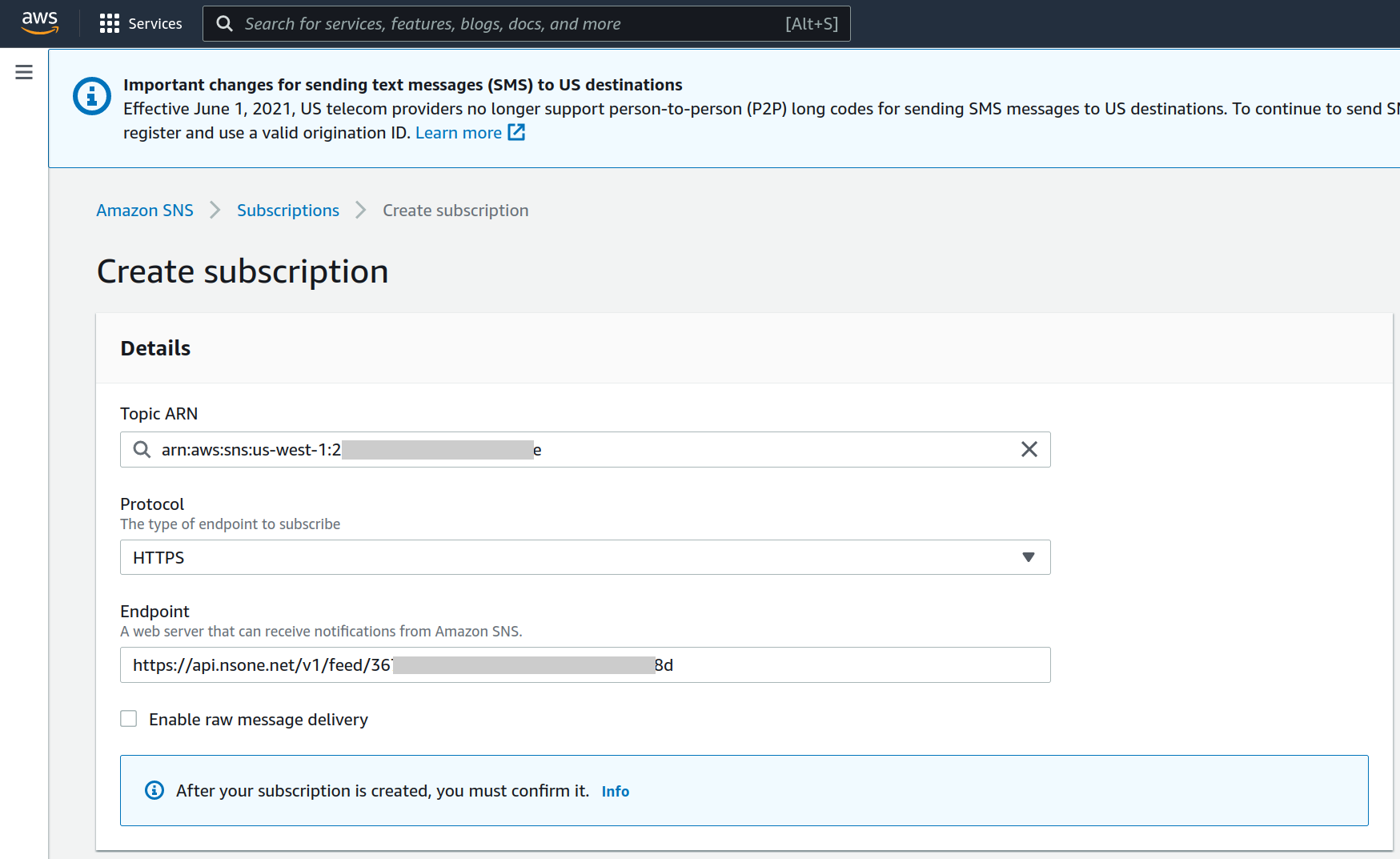 AWS Create Subscription