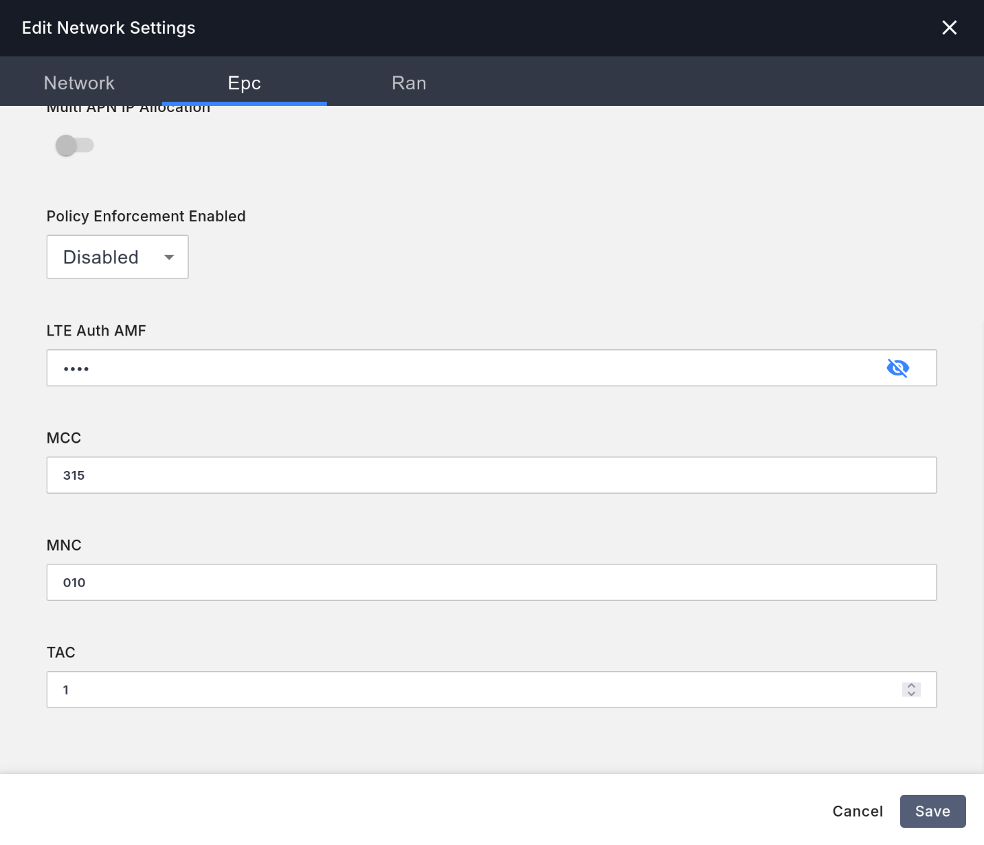 Magma Add Network Interface Epc Tab
