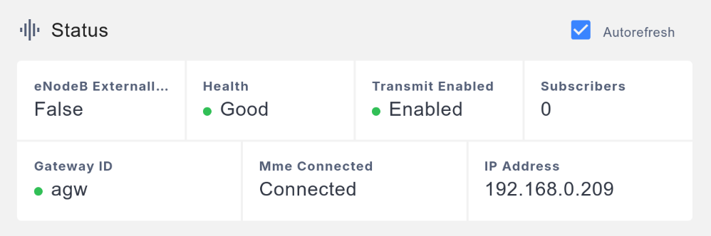Magma Base Station Status Interface